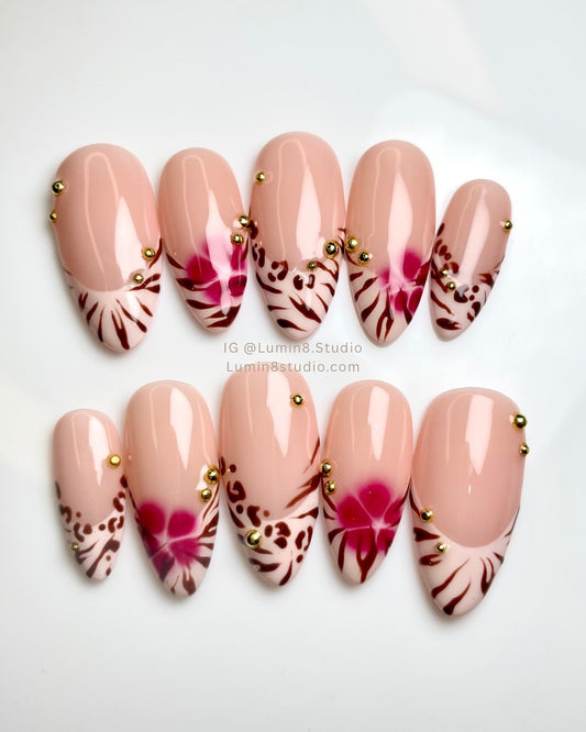 LM47 Summer Zebra Print and Flower Nails