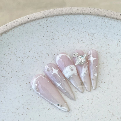 LM13 Luxury Dreamy Pink Nude Ombre French Nails