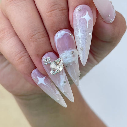 LM13 Luxury Dreamy Pink Nude Ombre French Nails