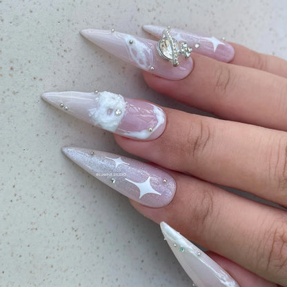 LM13 Luxury Dreamy Pink Nude Ombre French Nails