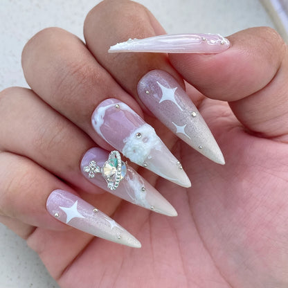 LM13 Luxury Dreamy Pink Nude Ombre French Nails