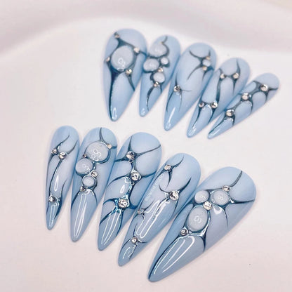 LM16 Blue Aura Cyberpunk Nails