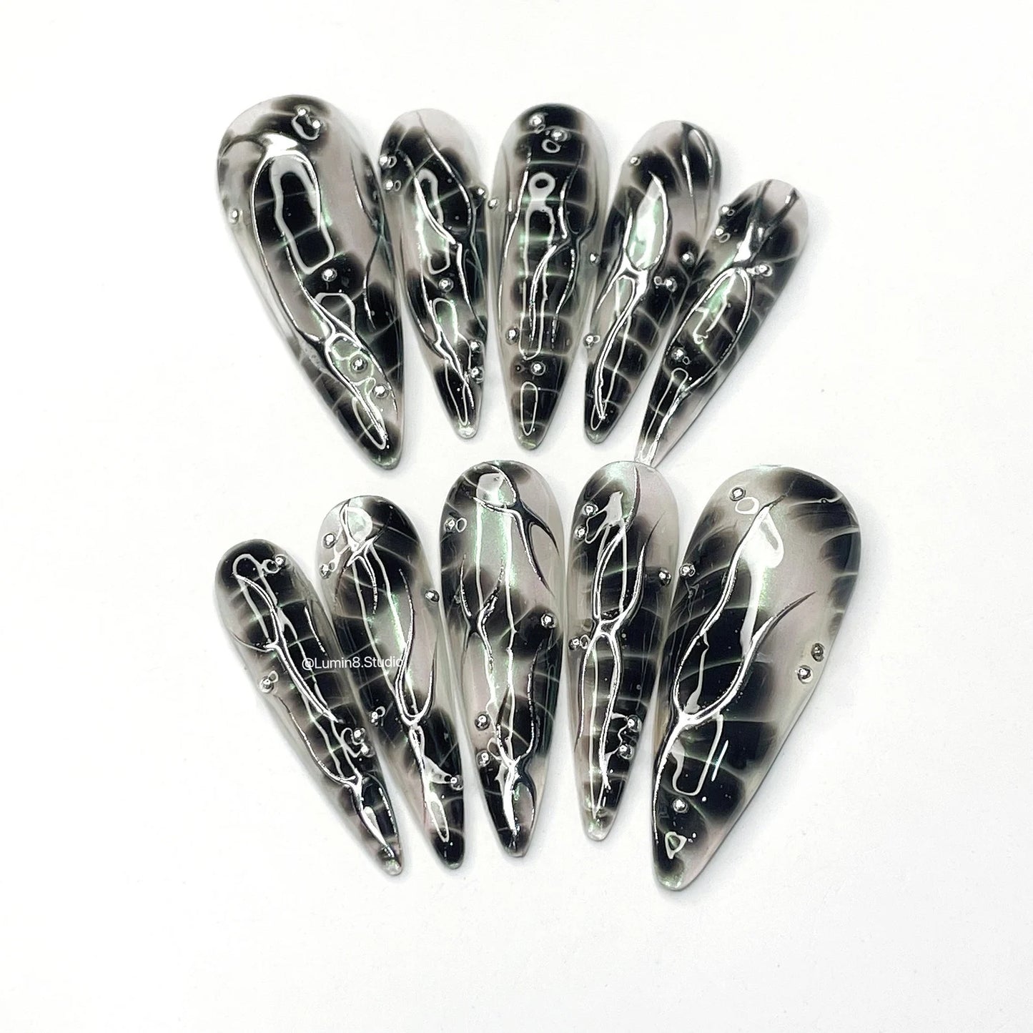 LM19 Freestyle Black Snake Skin & Metallic Silver on Transparent Mermaid Aurora