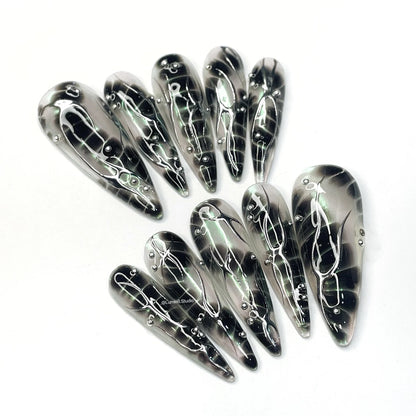 LM19 Freestyle Black Snake Skin & Metallic Silver on Transparent Mermaid Aurora