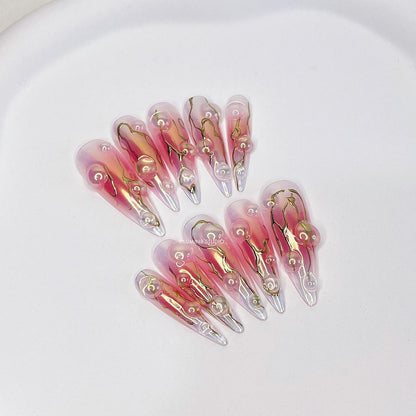 LM43 Peach Red Aura Ombre on Aurora with Gold Linings