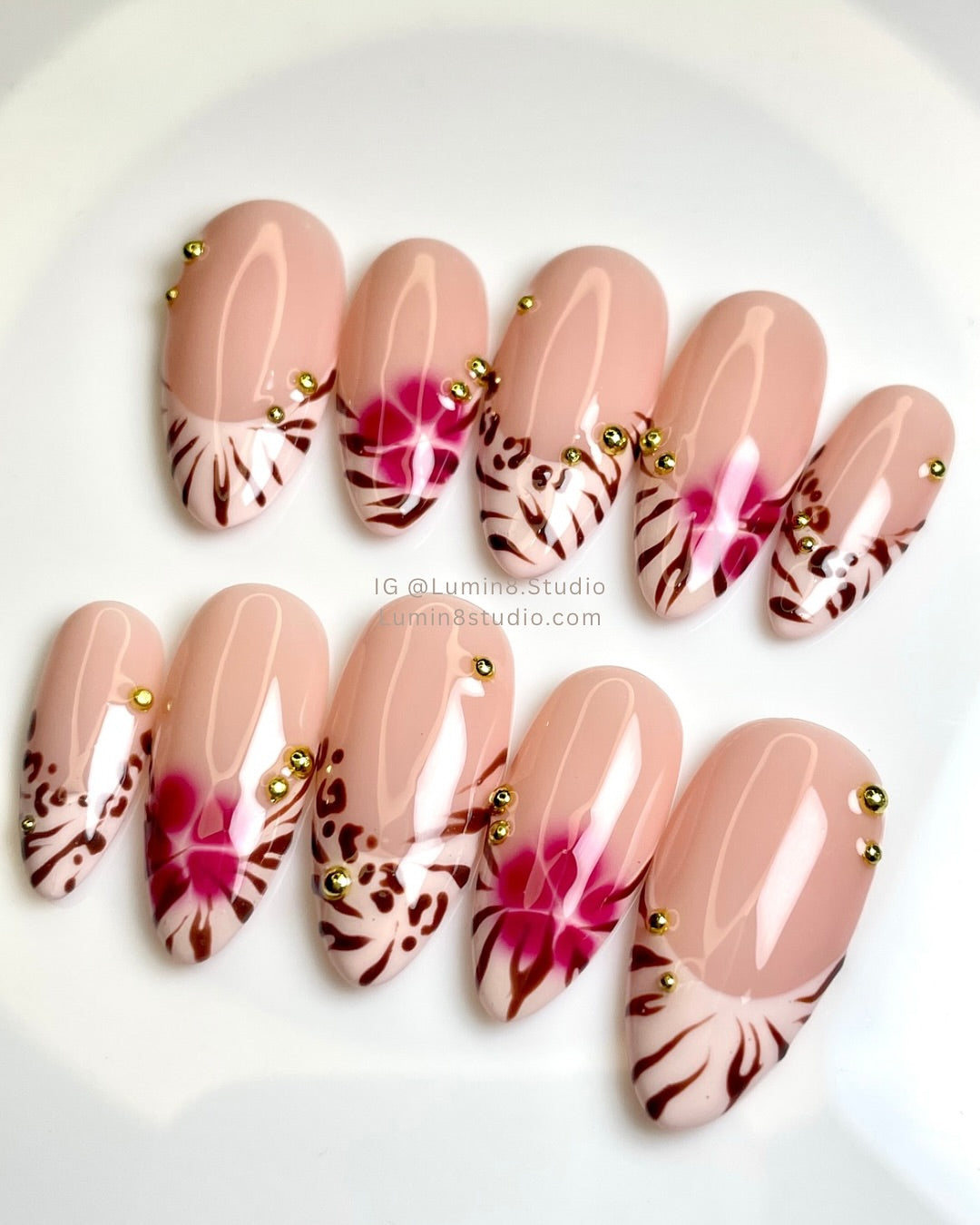 LM47 Summer Zebra Print and Flower Nails