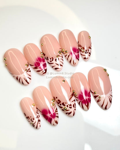 LM47 Summer Zebra Print and Flower Nails