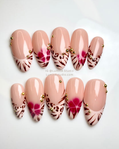 LM47 Summer Zebra Print and Flower Nails