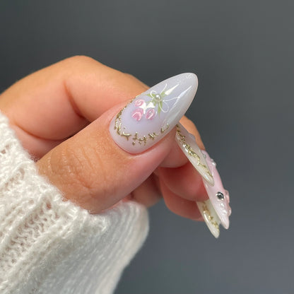 LM09 Pastel Romantic Floral 3D Gold Motif