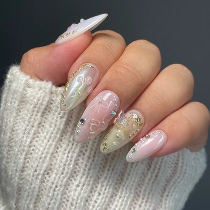 LM09 Pastel Romantic Floral 3D Gold Motif