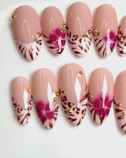 LM47 Summer Zebra Print and Flower Nails